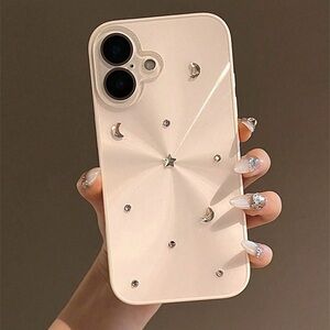 Elegant Cream Phone Case with Star and Moon Design